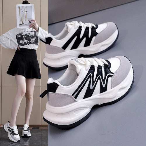 Damen modische Chunky Sneakers mit atmungsaktiver Oberfläche und stabiler Profilsohle EB