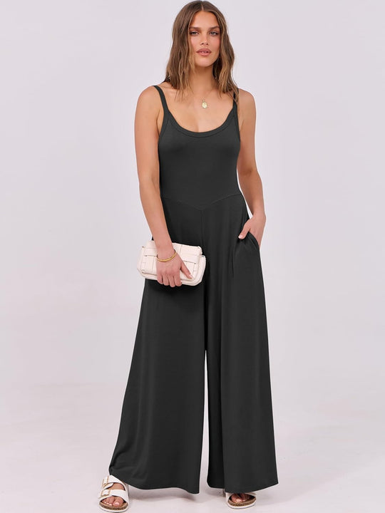 Damen eleganter Jumpsuit mit weitem Bein und komfortablem Schnitt EB