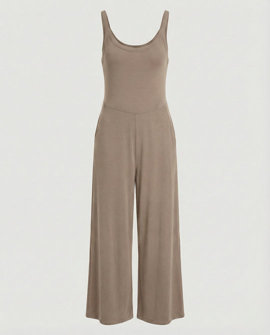 Damen eleganter Jumpsuit mit weitem Bein und komfortablem Schnitt EB