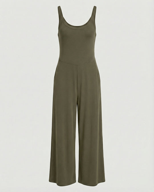 Damen eleganter Jumpsuit mit weitem Bein und komfortablem Schnitt EB
