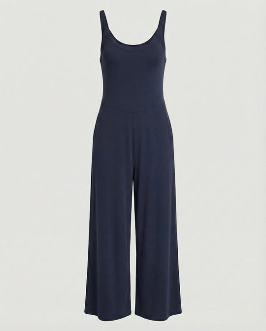 Damen eleganter Jumpsuit mit weitem Bein und komfortablem Schnitt EB