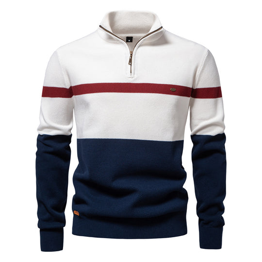 Herren Pullover mit Stehkragen und Zipper EB
