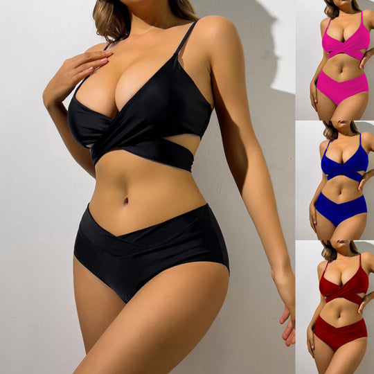 Damen Bikini mit innovativem Wickeldetail und hoher Taille EB
