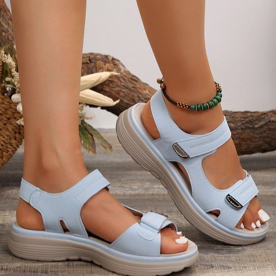 Damen Komfortsandalen mit verstellbaren Klettverschlüssen und ergonomischem Fußbett R&B