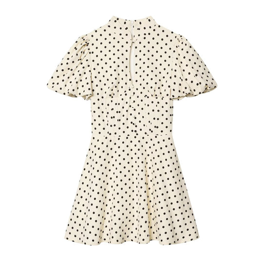 Damen A-Linien Kleid mit hochgeschlossenem Kragen und voluminösen Ärmeln EB