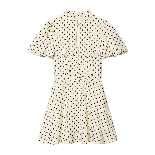 Damen A-Linien Kleid mit hochgeschlossenem Kragen und voluminösen Ärmeln EB
