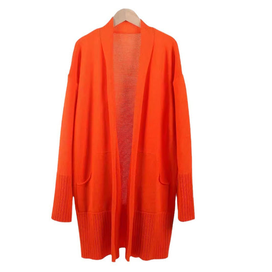 Damen vielseitige Strickjacke mit offenem Frontdesign und praktischen Taschen EB