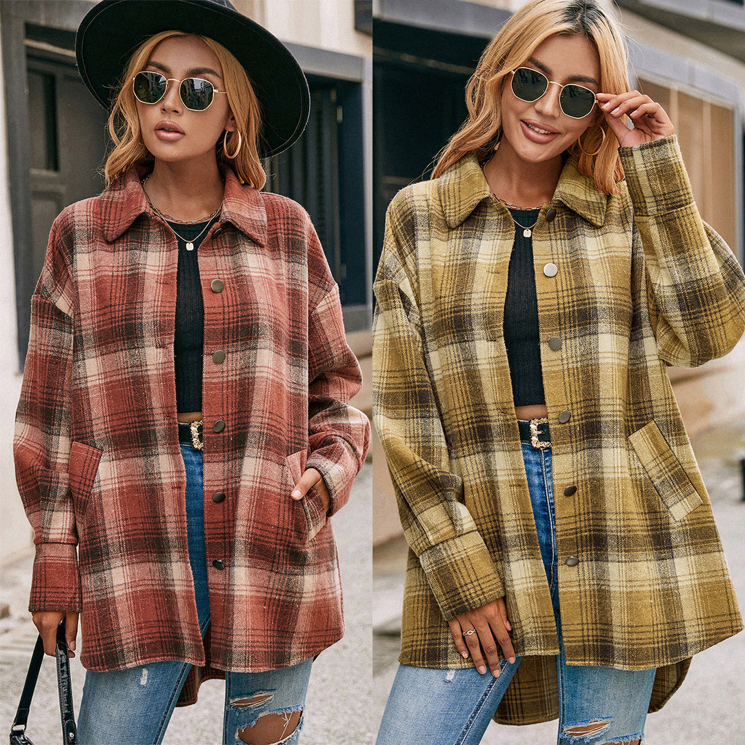 Damen Wollmantel im tartan Design EB