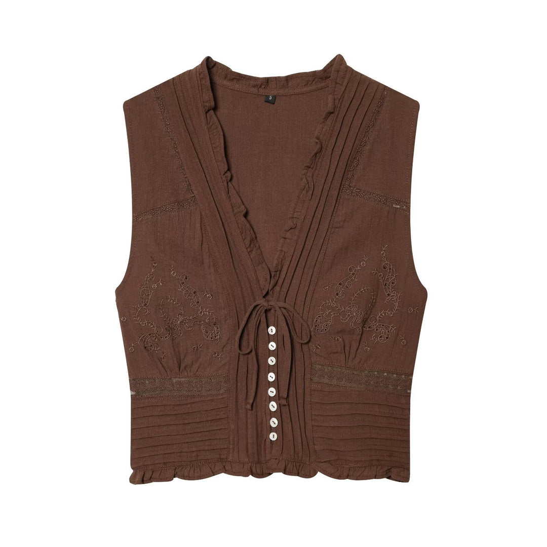 Damen Blusenshirt mit feiner Drapierung und dekorativen Knopfdetails EB