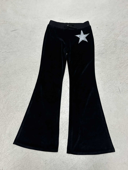 Damen elegante Schlaghose mit Glitzerstern-Detail EB
