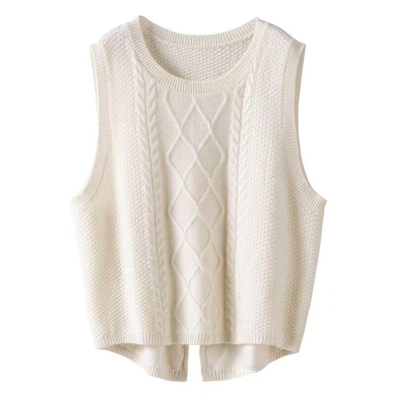 Damen Ärmellose Strickweste mit Zopfmuster und modernen Details EB