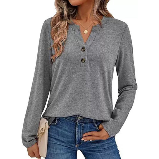 Damen Langarmshirt mit Knopfdetails EB