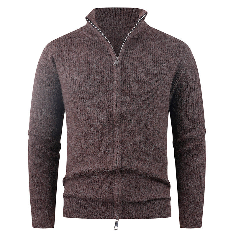Herren Strickpullover mit modernem Reißverschluss und strukturierter Textur EB