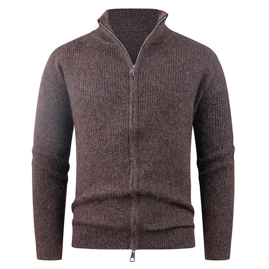 Herren Strickpullover mit modernem Reißverschluss und strukturierter Textur EB
