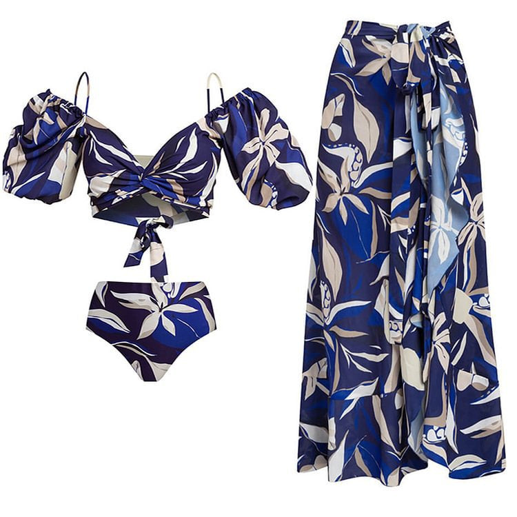 Damen Bikiniset mit elegantem Oberteil und fließendem Maxiröckchen EB