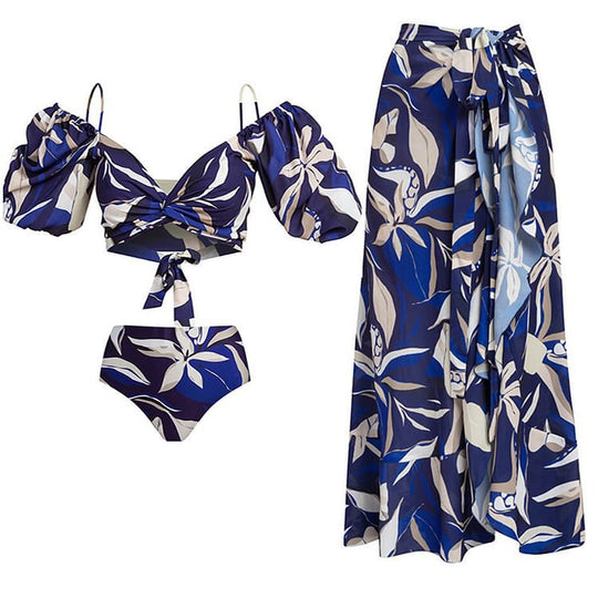 Damen Bikiniset mit elegantem Oberteil und fließendem Maxiröckchen EB
