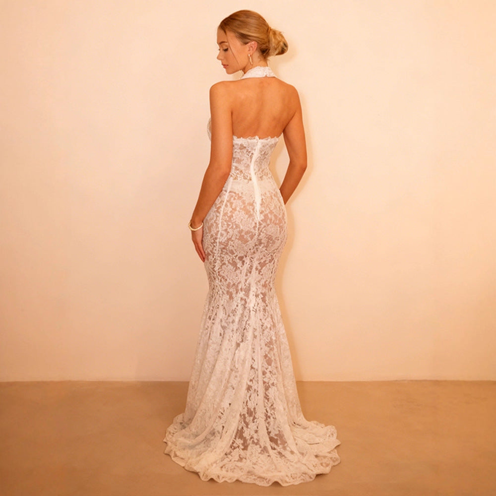 Damen Elegantes Spitzenkleid mit verführerischem Ausschnitt und traumhaftem Design EB