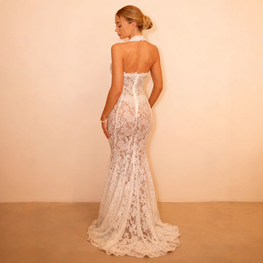 Damen Elegantes Spitzenkleid mit verführerischem Ausschnitt und traumhaftem Design EB