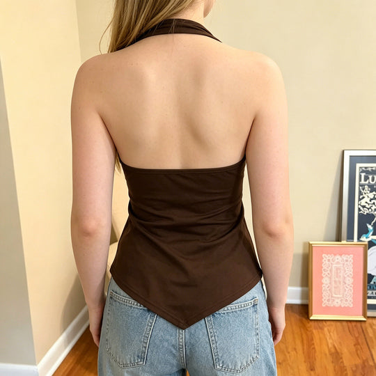 Damen eleganter Halter-Badeanzug mit luxuriösen Stickereien EB
