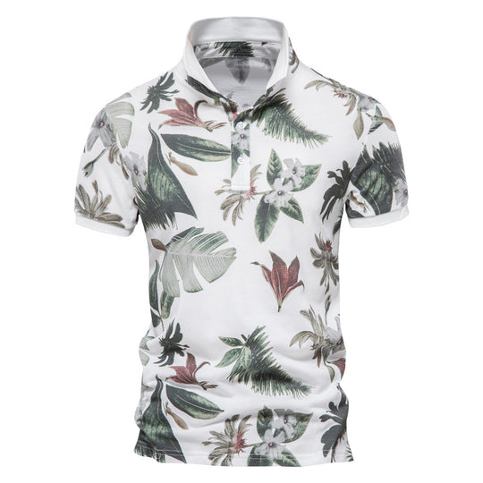 Herren Polohemd mit floralem Design und klassischem Kragen EB
