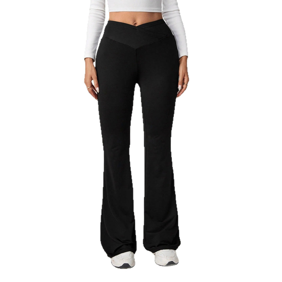 Damen High-Waist Sporthose mit weitem Bein und elastischem Bund EB