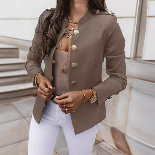 Damen modischer Blazer mit goldenen Knöpfen und schmalem Schnitt EB
