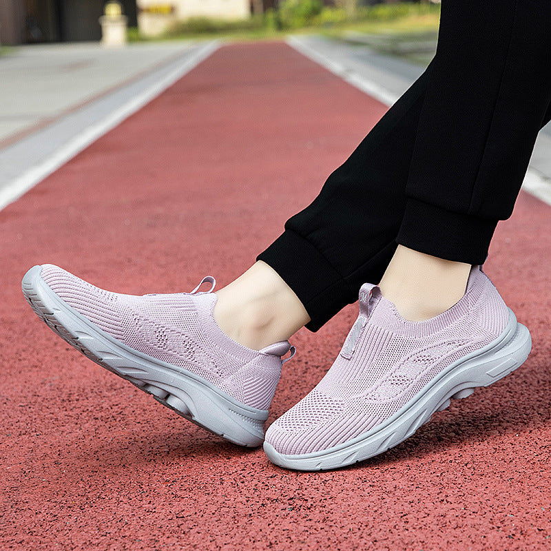 Damen Bequeme Slip-On Fitnessschuhe mit atmungsaktivem Obermaterial EB