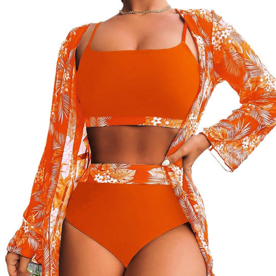 Damen Raffiniertes Bikini-Set mit transparentem Wickeltuch EB