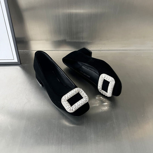 Damen Ballerinas mit funkelndem Schmuckdetail und bequemem Absatz EB
