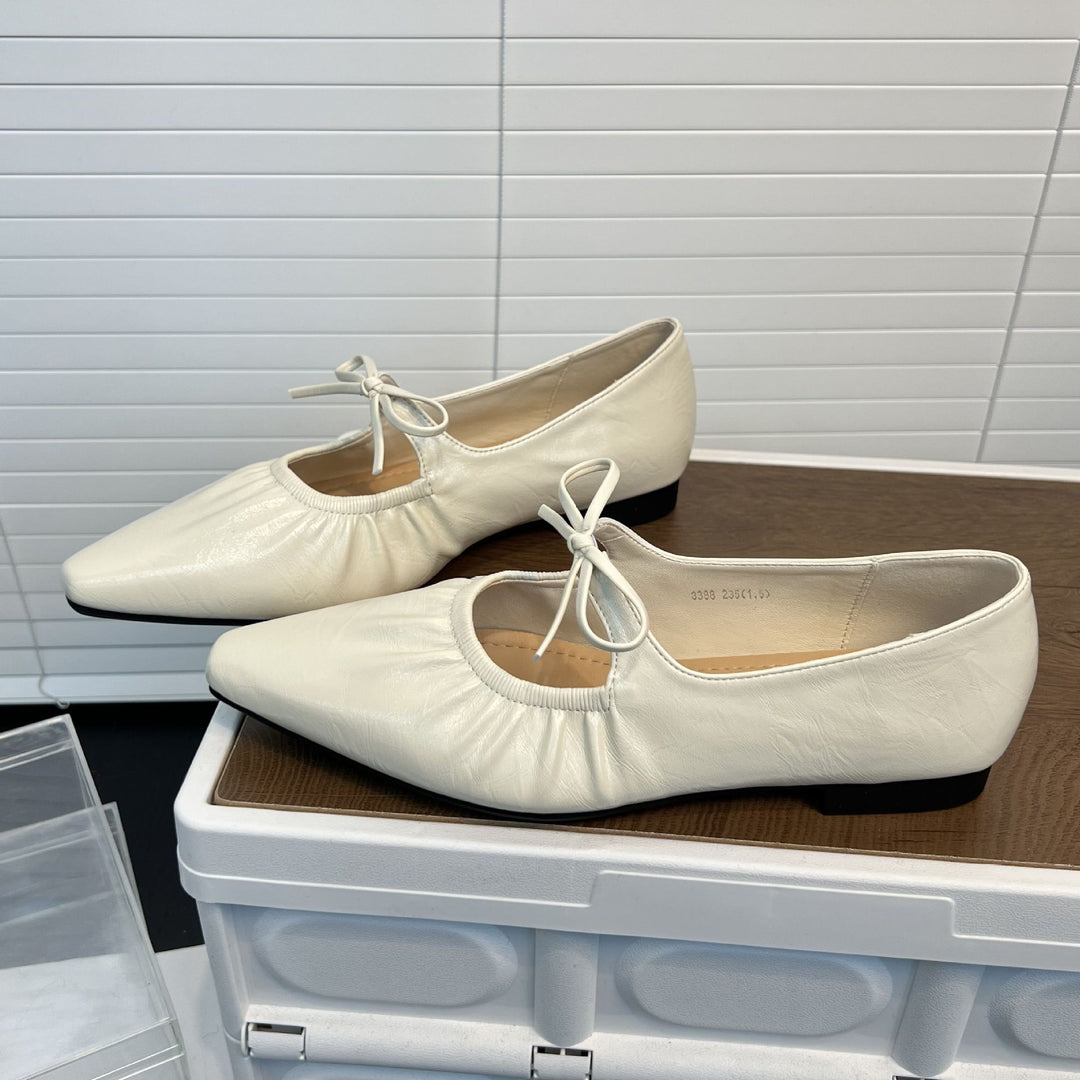 Damen Ballerinas mit Lederoberfläche und Gummizug EB