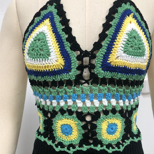 Damen Häkel-Bikinioberteil mit verspieltem geometrischen Design EB