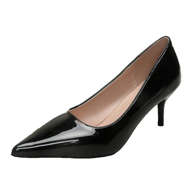 Damen Spitze High Heels mit glänzender Lackoberfläche EB