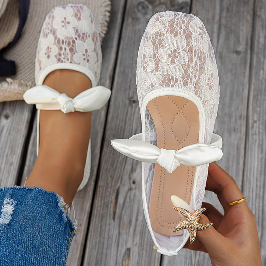 Damen elegante Ballerinas mit floralen Applikationen und rutschfester Sohle EB