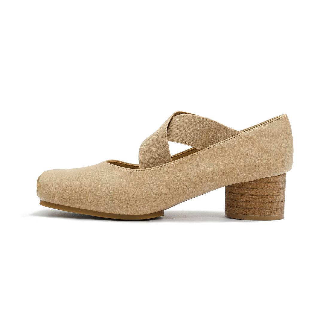 Damen elegante Ballerinas mit elastischen Riemen und glänzender Leder-Oberfläche EB