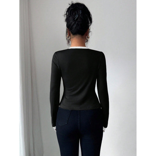 Damen modische Jacke mit schmalem Schnitt und eleganter Knopfleiste EB