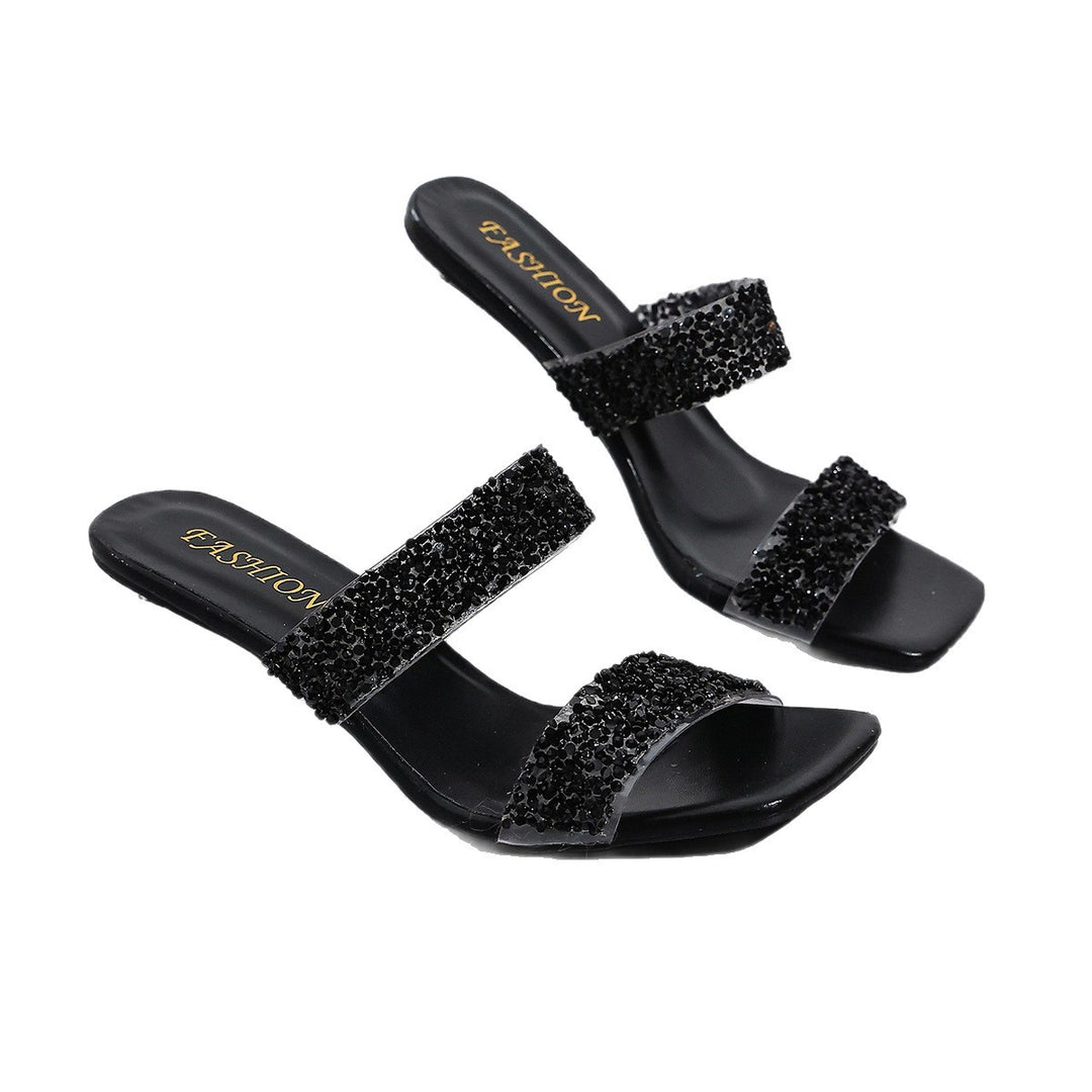 Damen Glitzernde Blockabsatz Sandalen EB