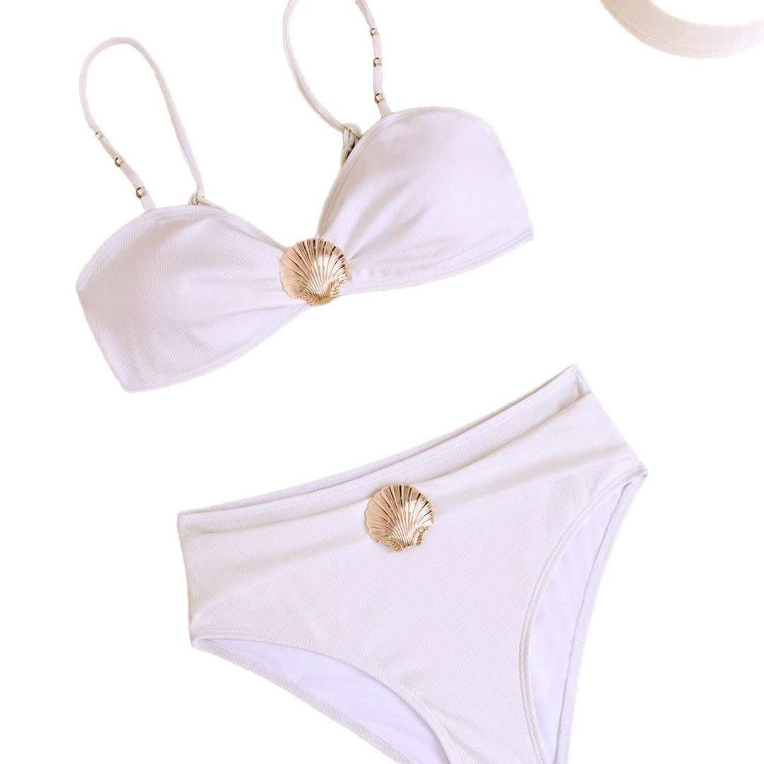 Damen Hochgeschnittener Bikini mit elegantem Muschel-Detail EB