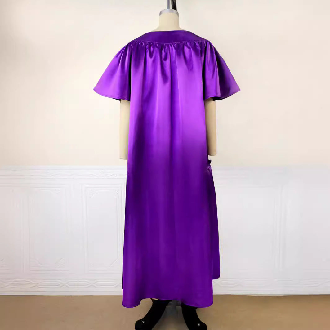Damen Fließendes Maxikleid mit voluminösen Ärmeln EB