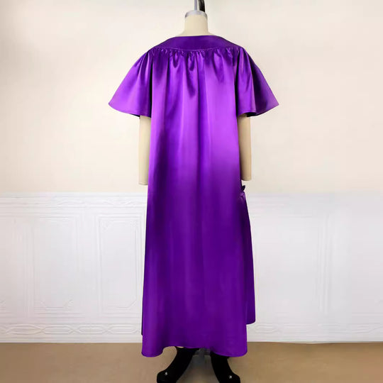Damen Fließendes Maxikleid mit voluminösen Ärmeln EB