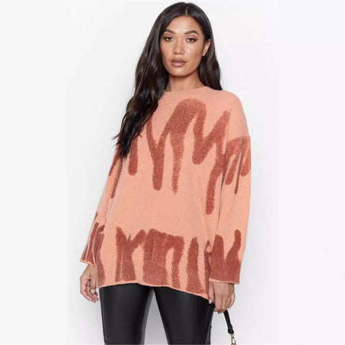 Damen Lässiger Pullover mit einzigartigem Farbverlauf und weitem Schnitt EB