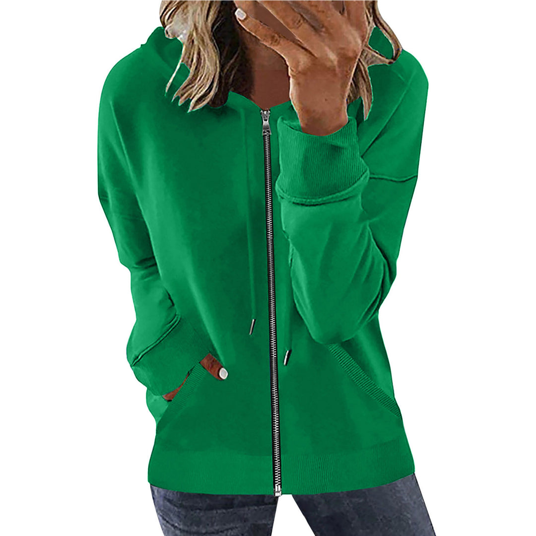 Damen nan Kapuzenjacke mit durchgehendem Reißverschluss, Kängurutaschen und elastischen Bündchen EB