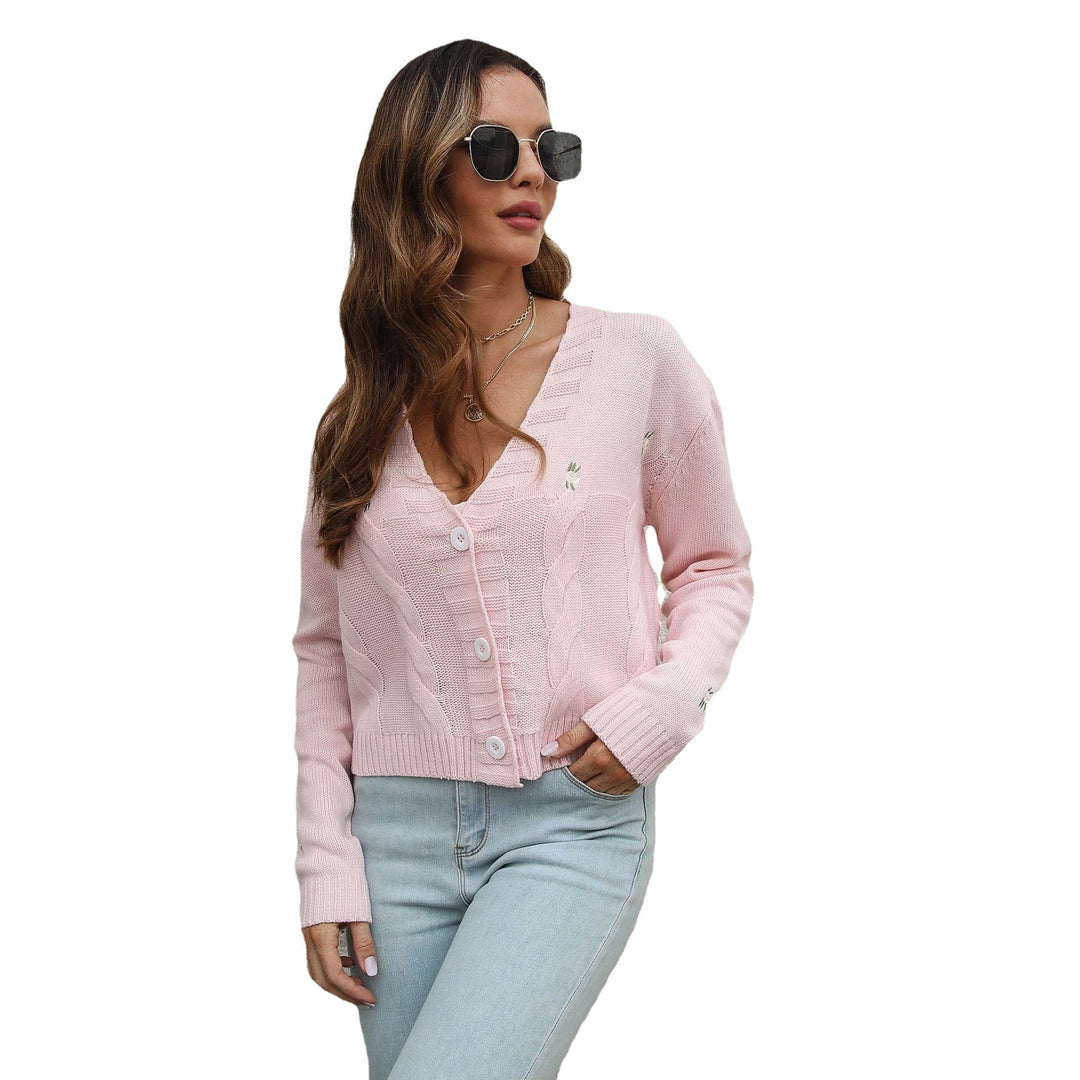 Damen Strickjacke mit dekorativem Zopfmuster und Knopfleiste EB