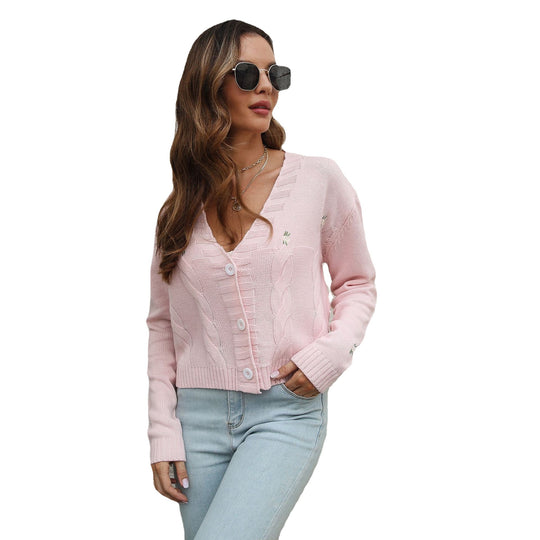 Damen Strickjacke mit dekorativem Zopfmuster und Knopfleiste EB