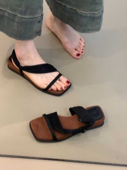 Damen modische Sandalen mit eleganten Riemen und attraktiven Leopardenmuster EB