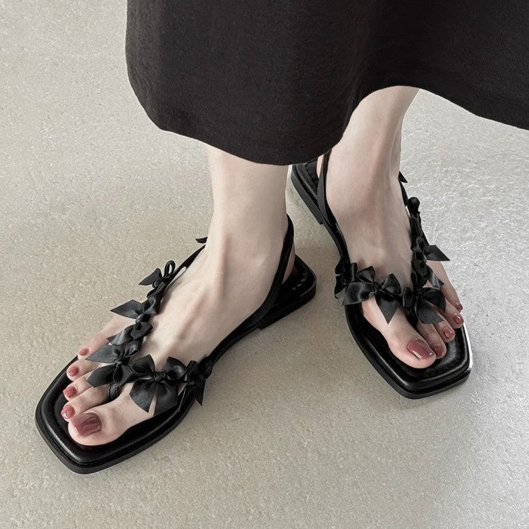 Damen Slingback-Sandaletten mit dekorativem Schleifen-Design EB