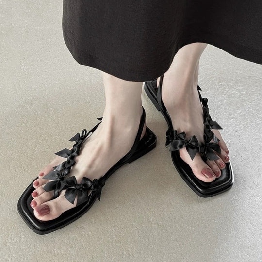 Damen Slingback-Sandaletten mit dekorativem Schleifen-Design EB