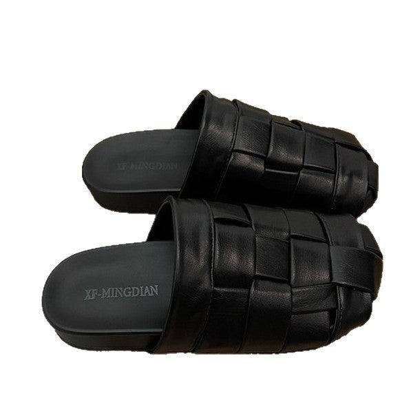 Damen modische Slipper mit geflochtenem Design und rutschfester Sohle EB