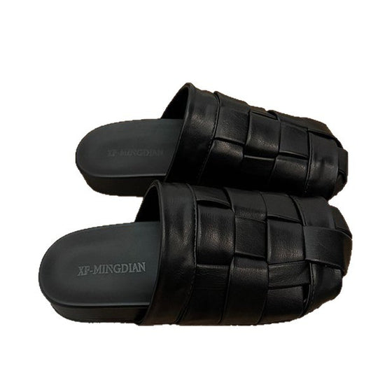 Damen modische Slipper mit geflochtenem Design und rutschfester Sohle EB