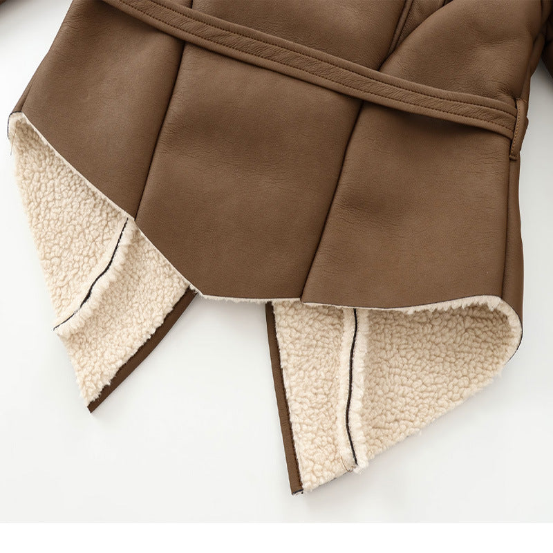 Damen kuschelige Jacke mit elegantem Kragen und gefüttertem Innenleben EB