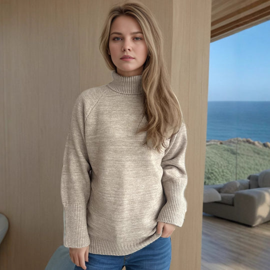 Damen Rollkragenpullover mit strukturiertem Design und Glitzerakzenten EB